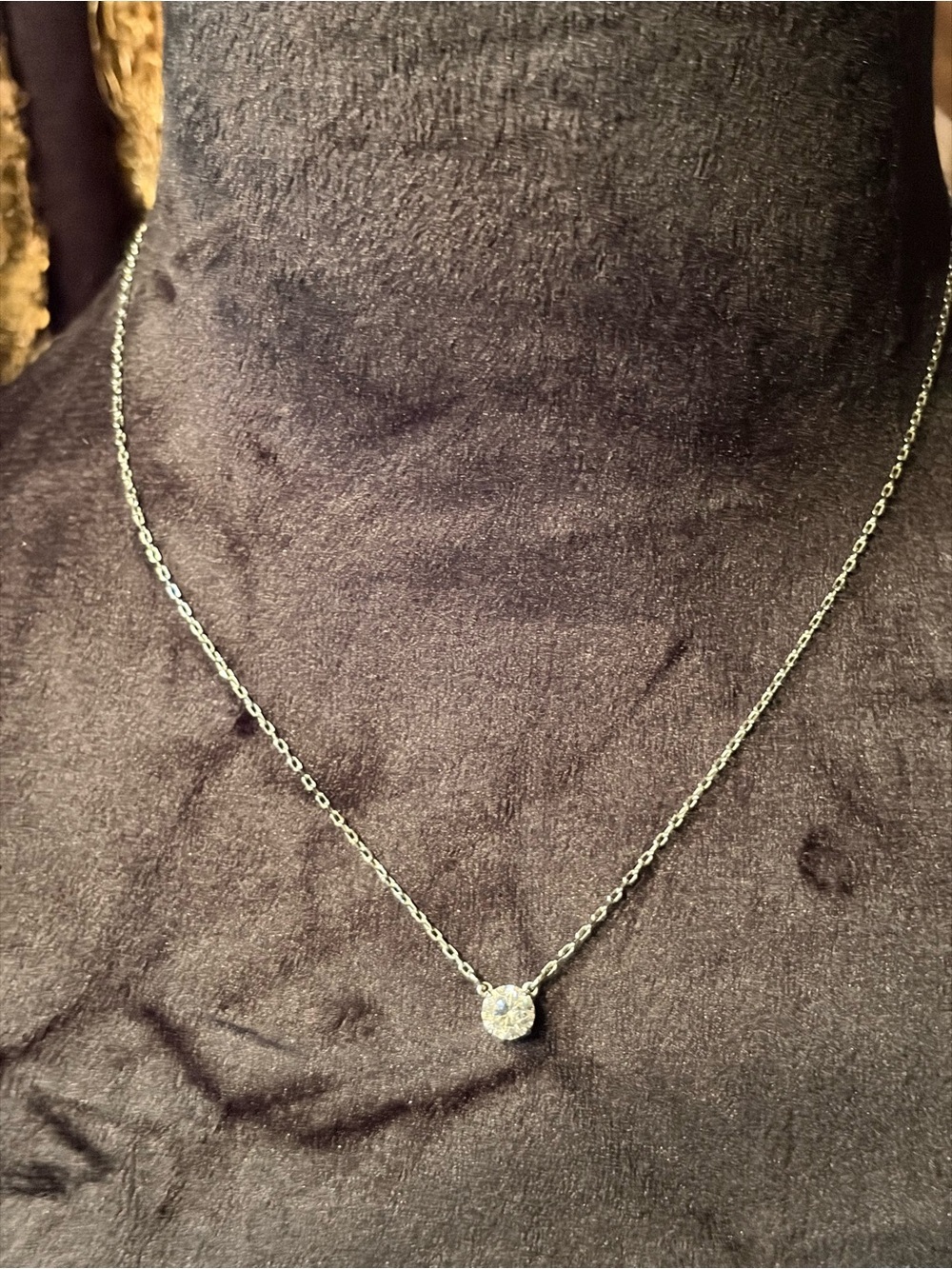 Swarovski Delicate Silver rSolitaire Pendant Necklace - Clear Stone